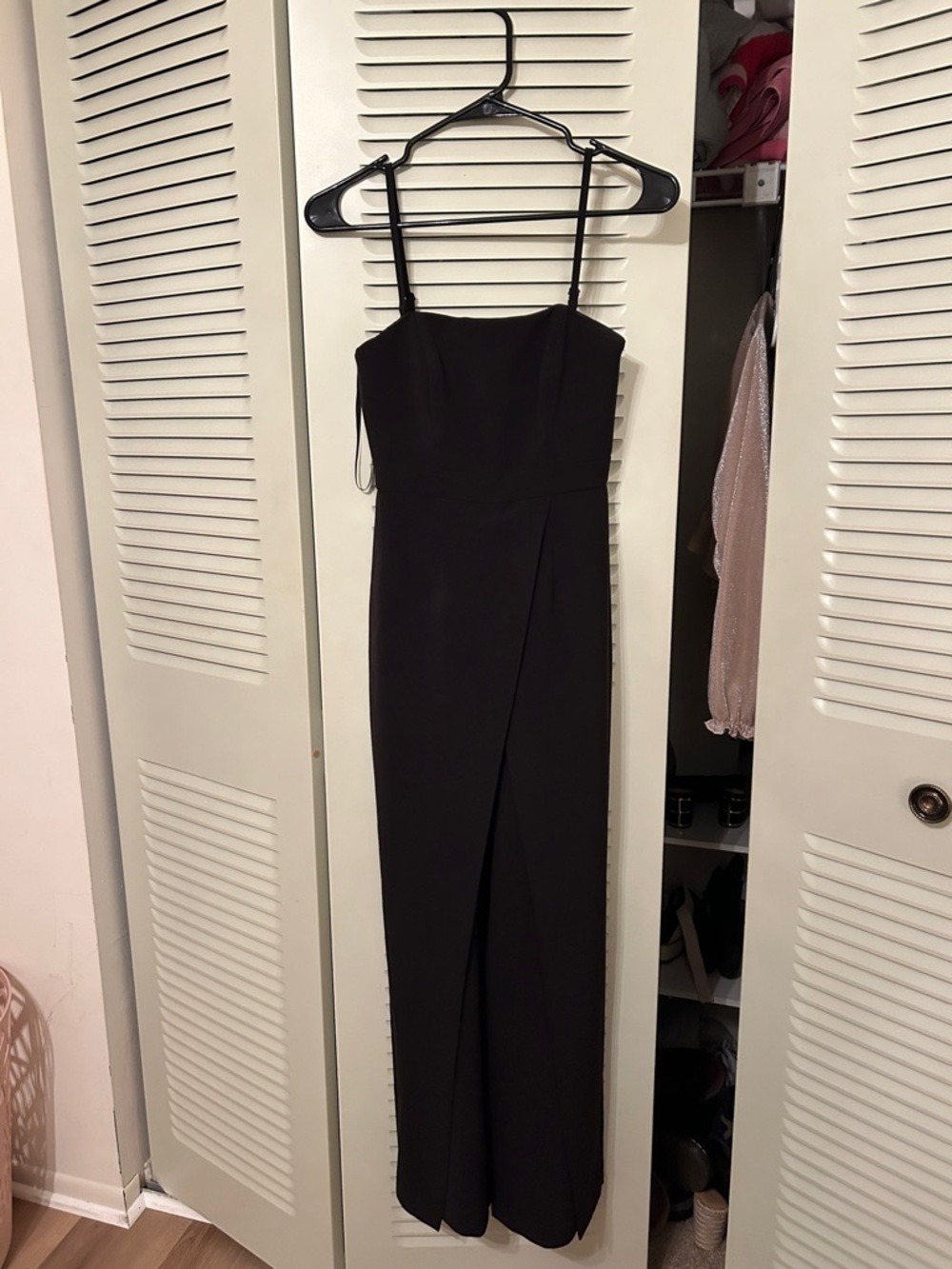 Black Spaghetti-Strap Evening Dress